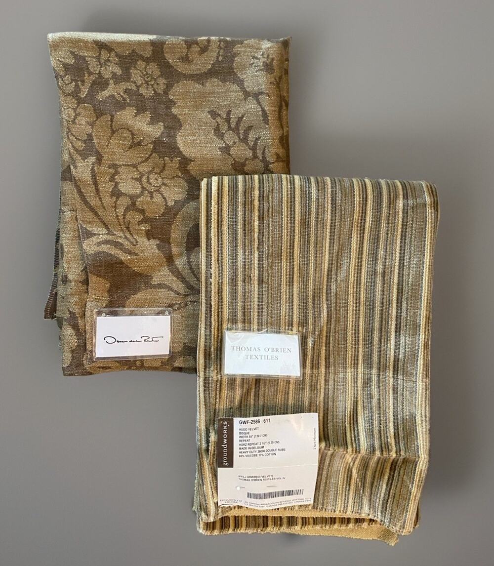Lee Jofa Oscar de la Renta Jacquard Sample + Thomas O'Brien Velvet Stripe 25x25